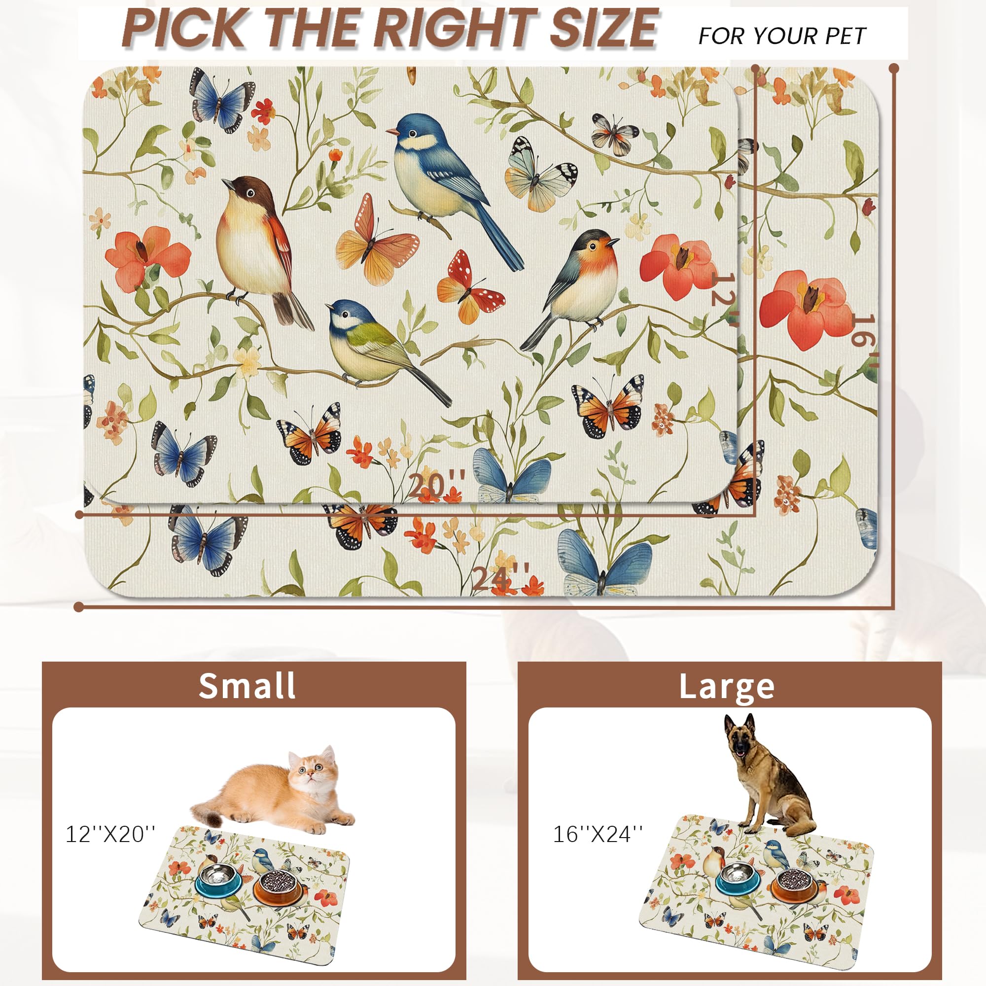 FIOUQINE absorbent mat catches spills keeping paws dry during meals