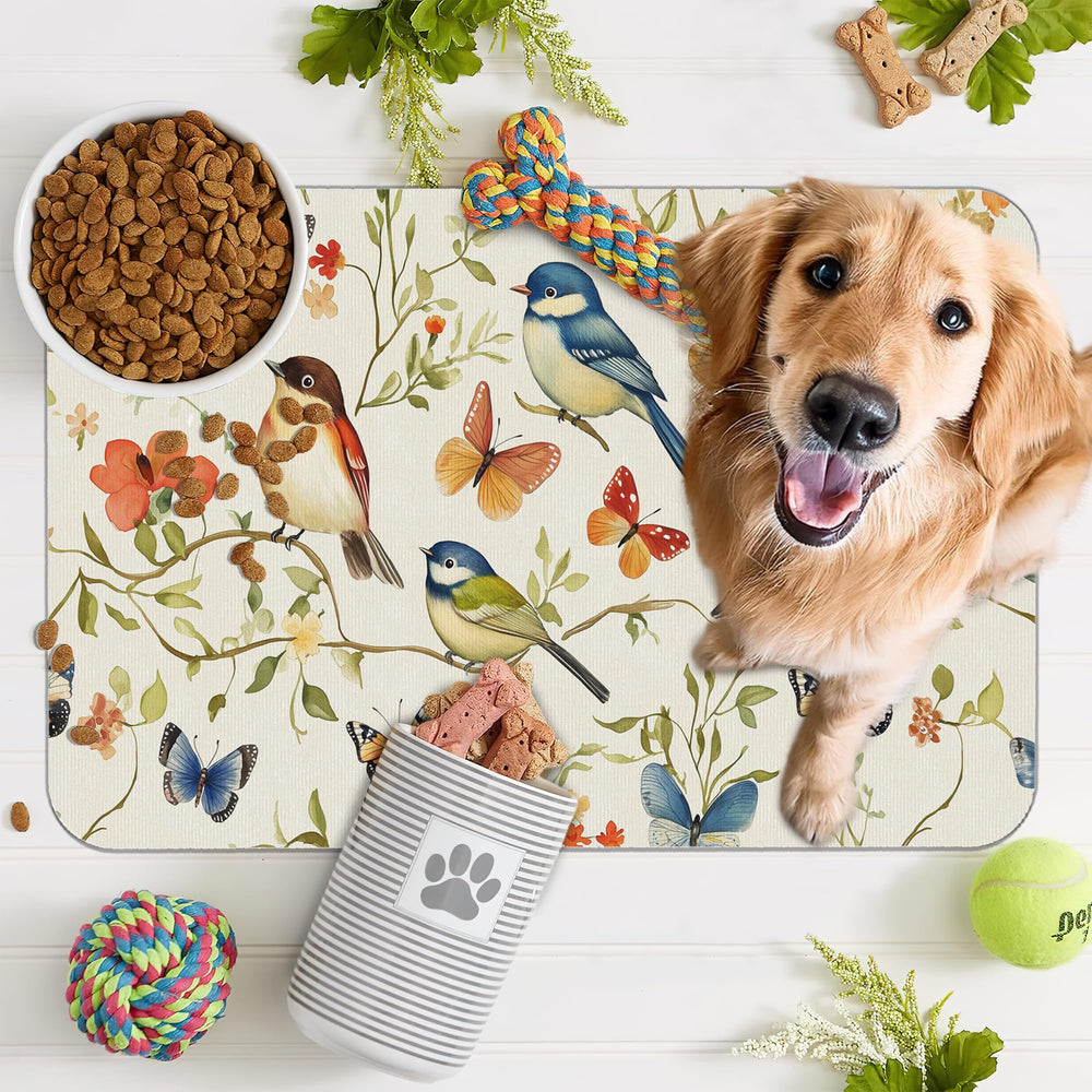 FIOUQINE pet friendly-dining mat supports feeding corners and bowls