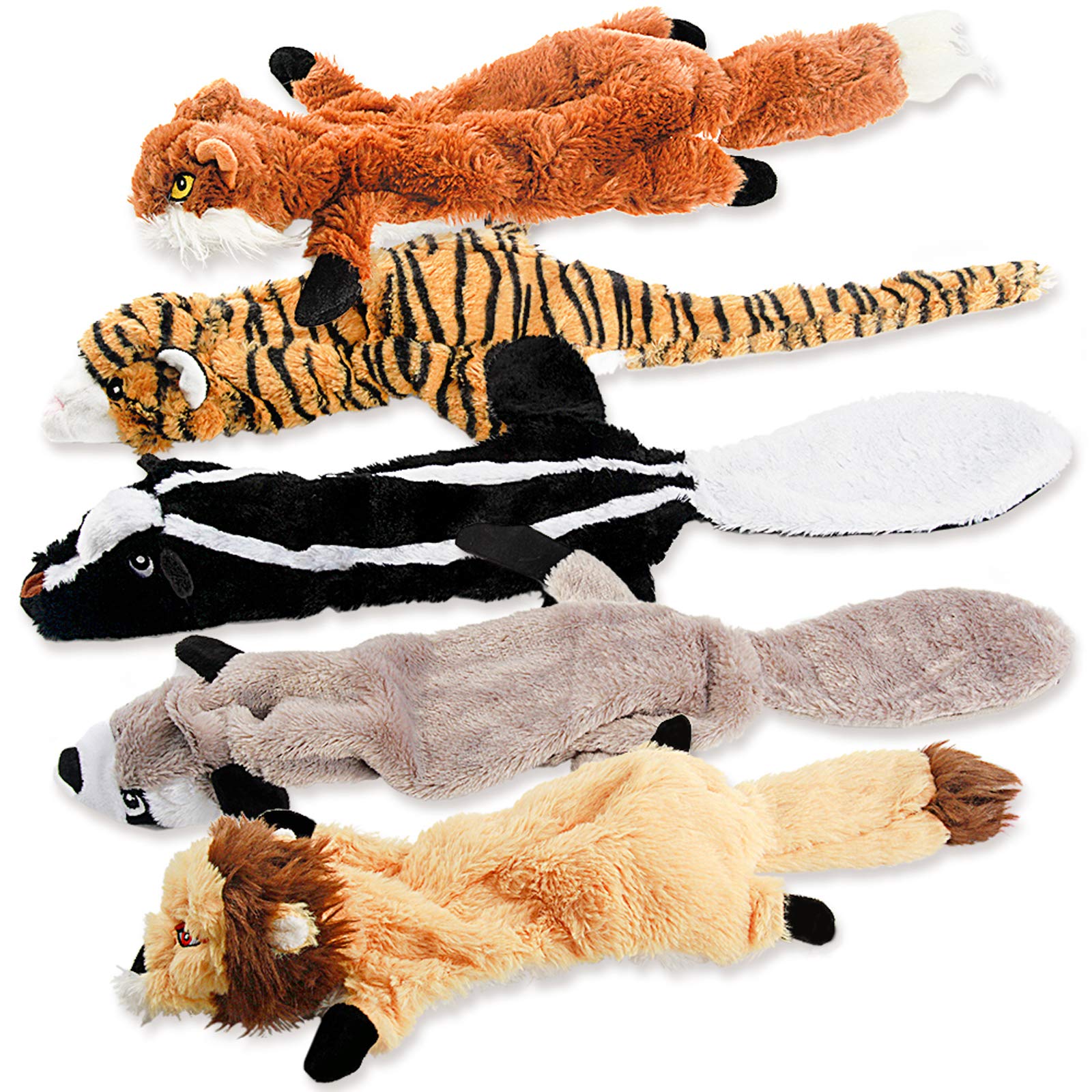 FIREOR dog squeak toy bundle woodland raccoon—soft plush for teething and fetch.