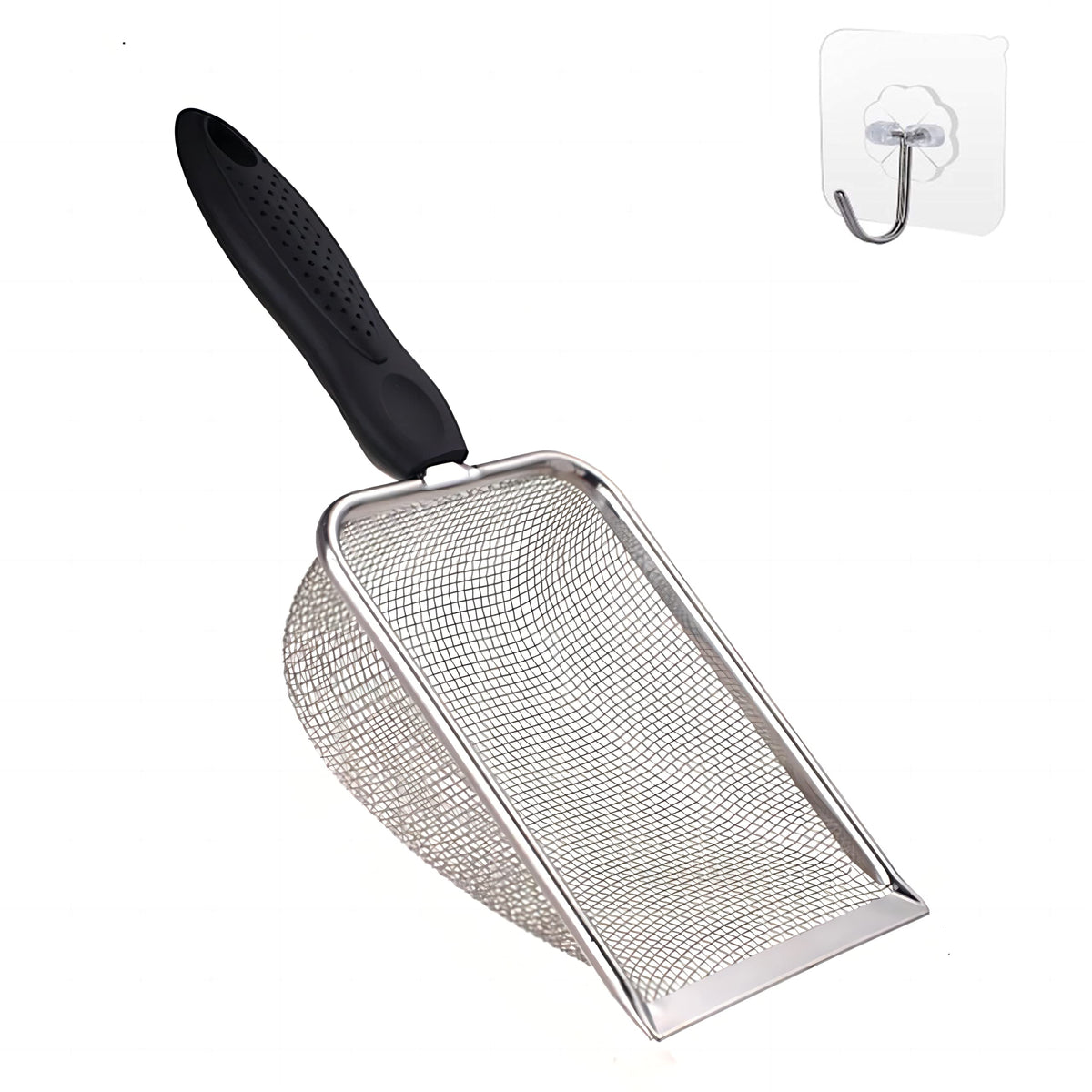 Firsal small mesh stainless steel cat litter scoop designed for fine litter and easy cleaning.