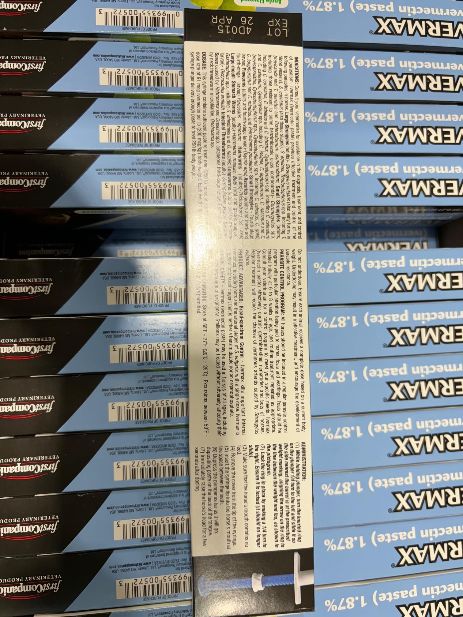First Companion Ivermax paste compact packaging emphasizes convenient 6.08 g tube.
