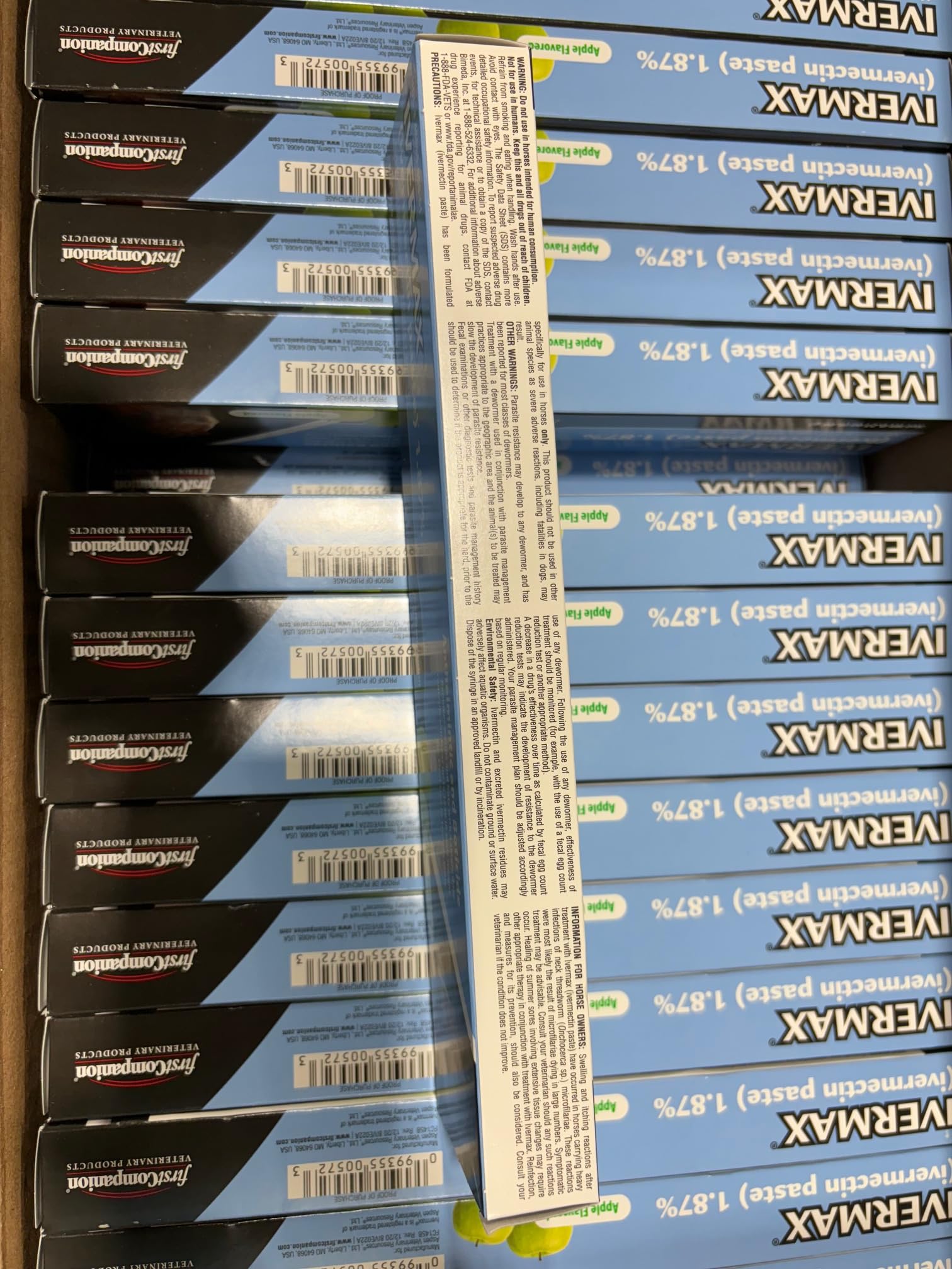 First Companion Ivermax paste in a stable setting during a routine care session.