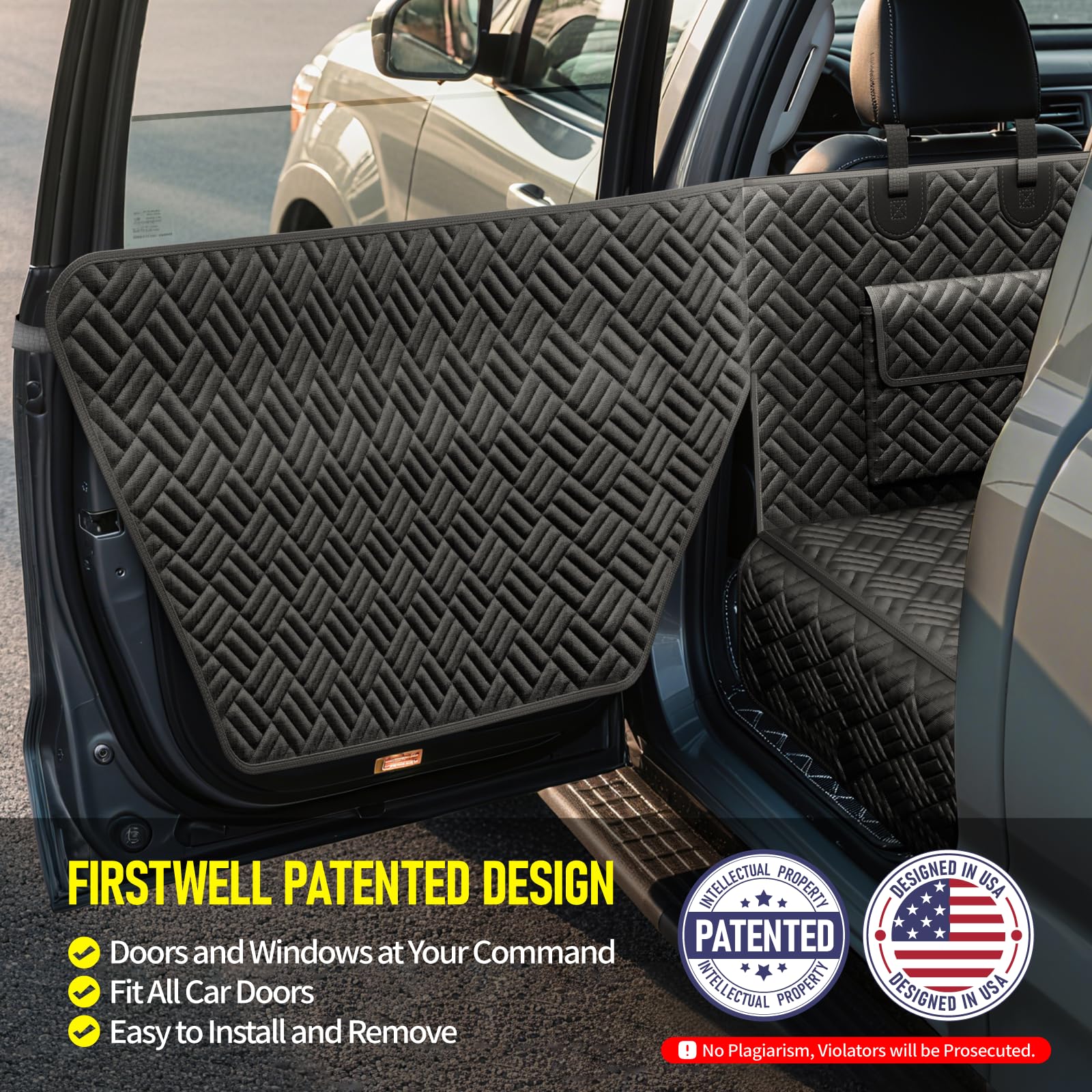 FIRSTWELL dog seat cover anti-slip bottom prevents shifting on sudden stops