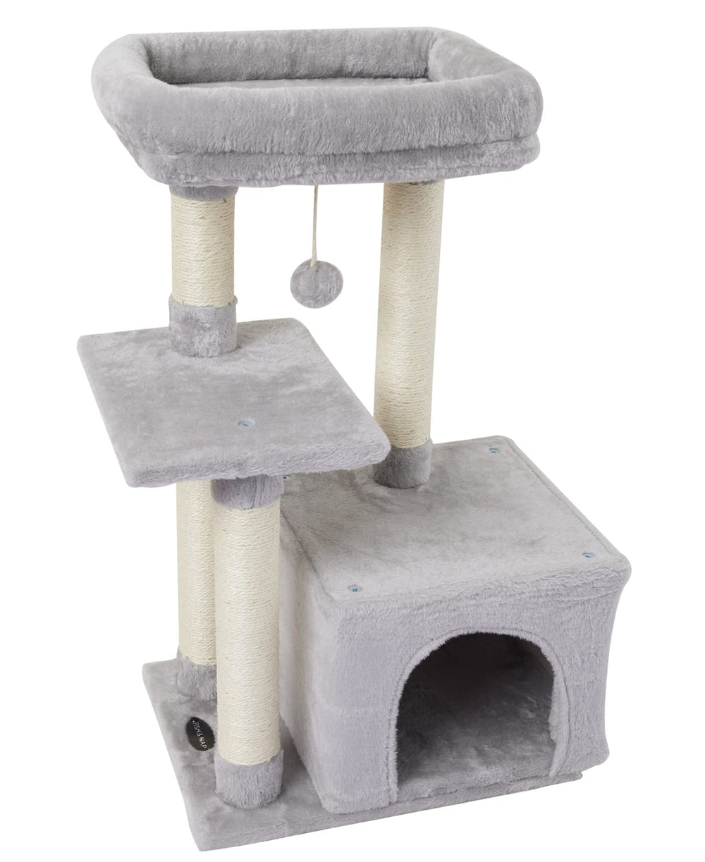 FISH&NAP cute cat tree indoors with plush fur for comfy lounging