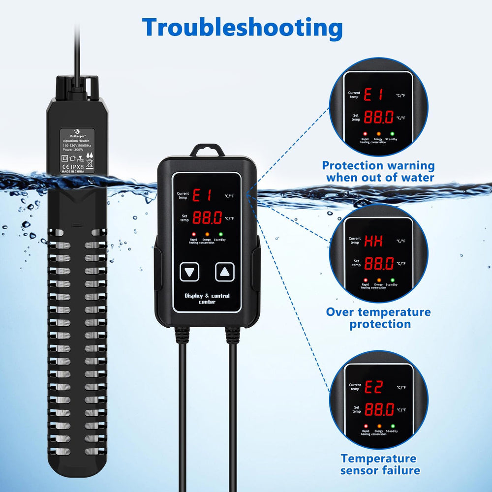 Fishkeeper 300W heater nickel-chromium wiring enables fast, stable heating.