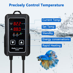 Fishkeeper 300W heater side mount shows secure installation with strong suction cups.