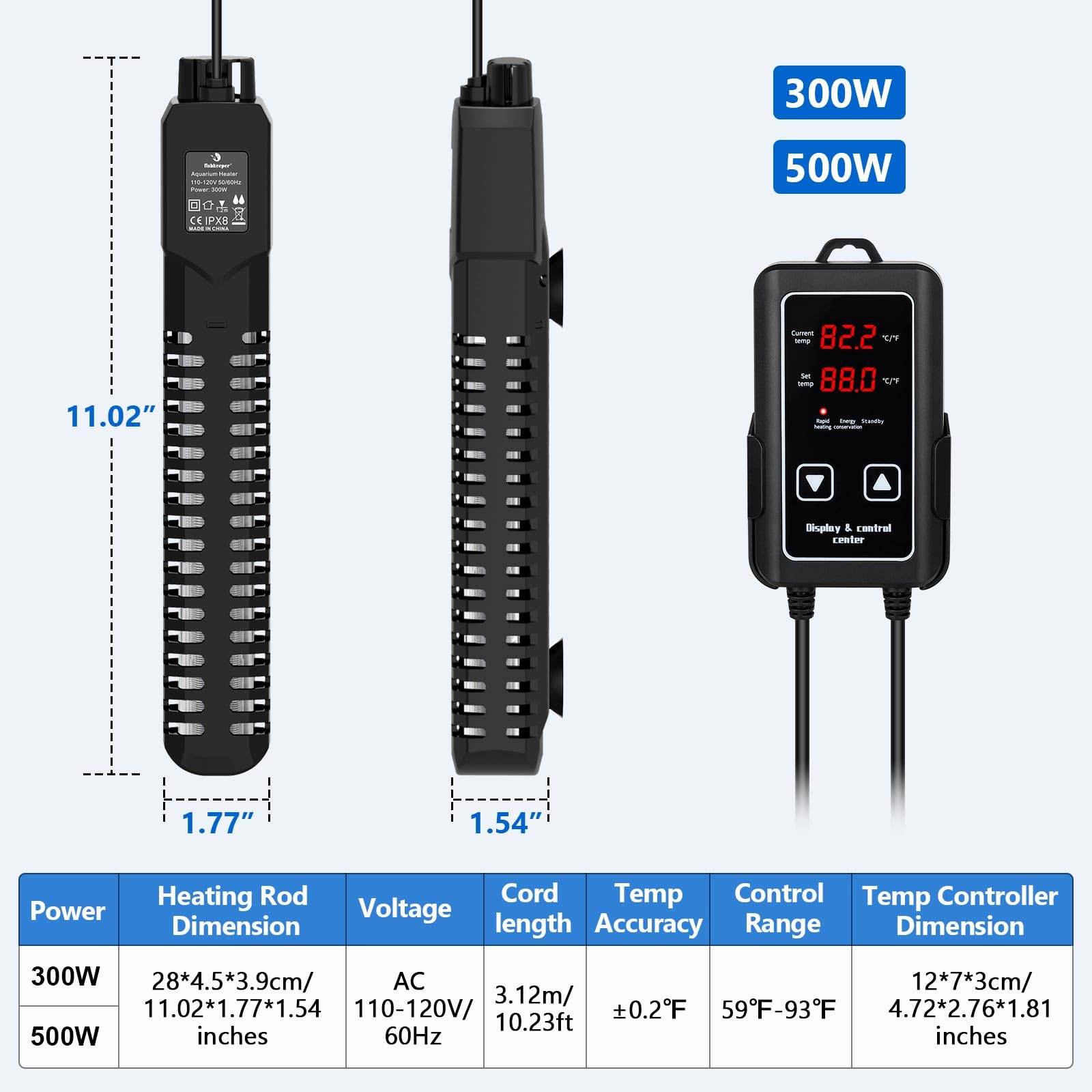 Fishkeeper 300W heater fully submersible for reliable aquarium heating.
