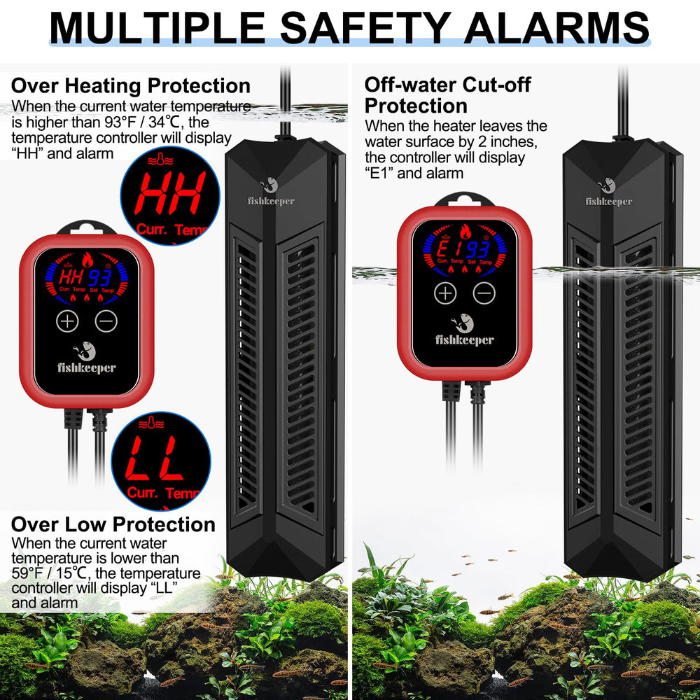 Fishkeeper aquarium heater safety protections guard against overheating, low temps and dry burns.