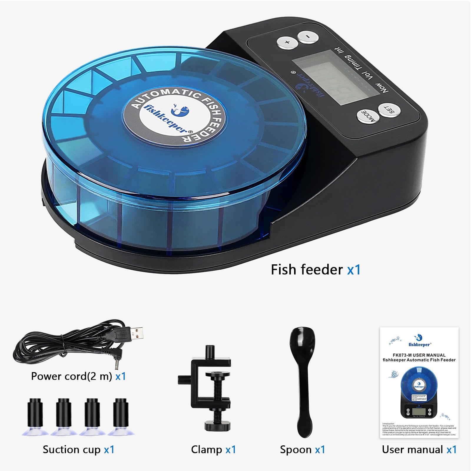 fishkeeper Automatic Feeder custom timer mode enables flexible feeding times.