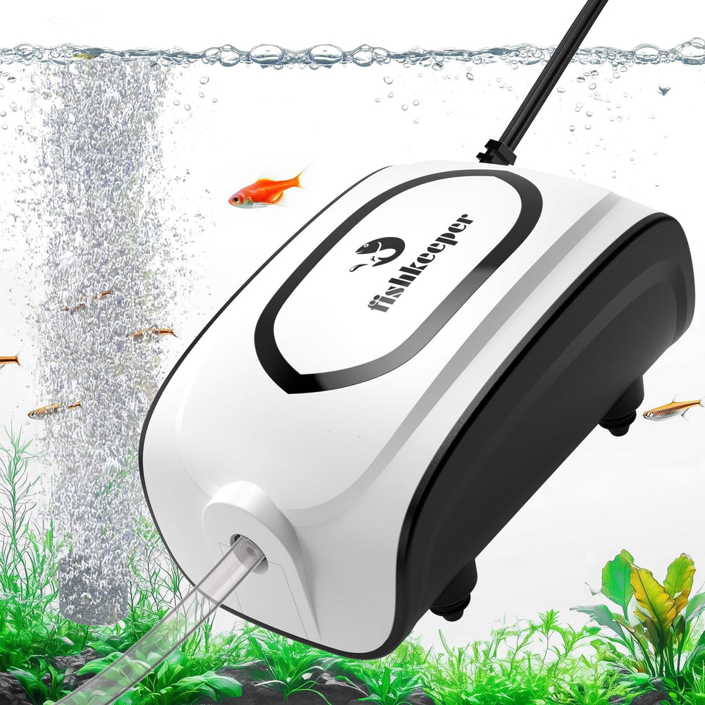 Fishkeeper bomba de aire con diseño compacto para acuarios pequeños.