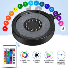 fishkeeper bubbler disk shows 16 colors for customizable tank mood and lighting