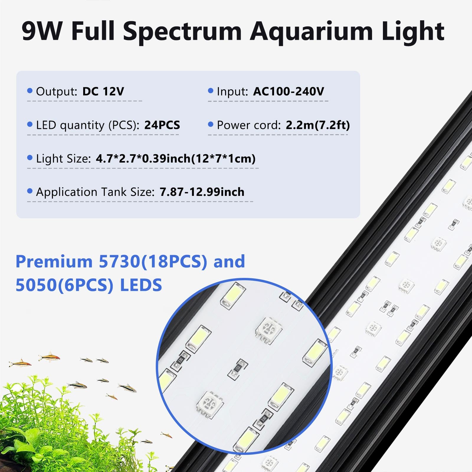 fishkeeper Clip-On LED Light memory function restores settings after outages.