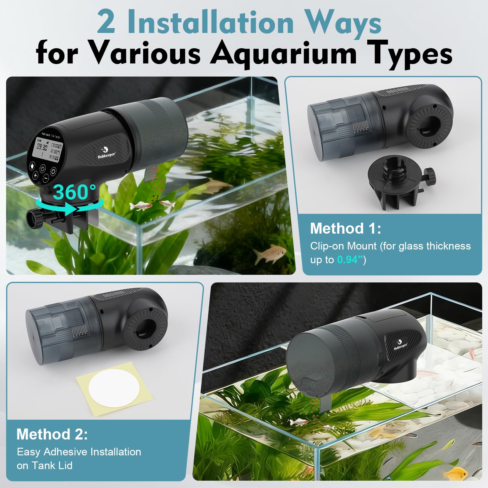 Fishkeeper desiccant-slot actively absorbs moisture to keep food fresh.