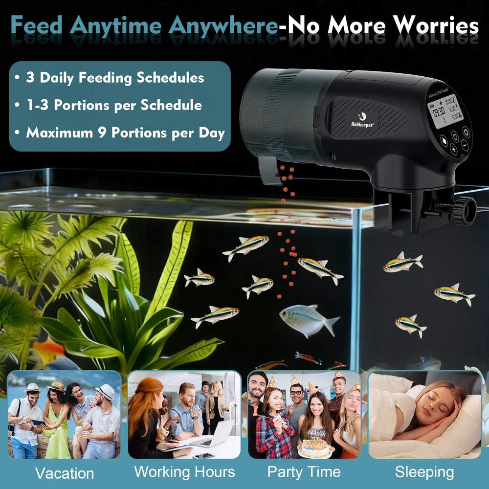Fishkeeper double-sided-tape-mount offers lid-friendly installation.
