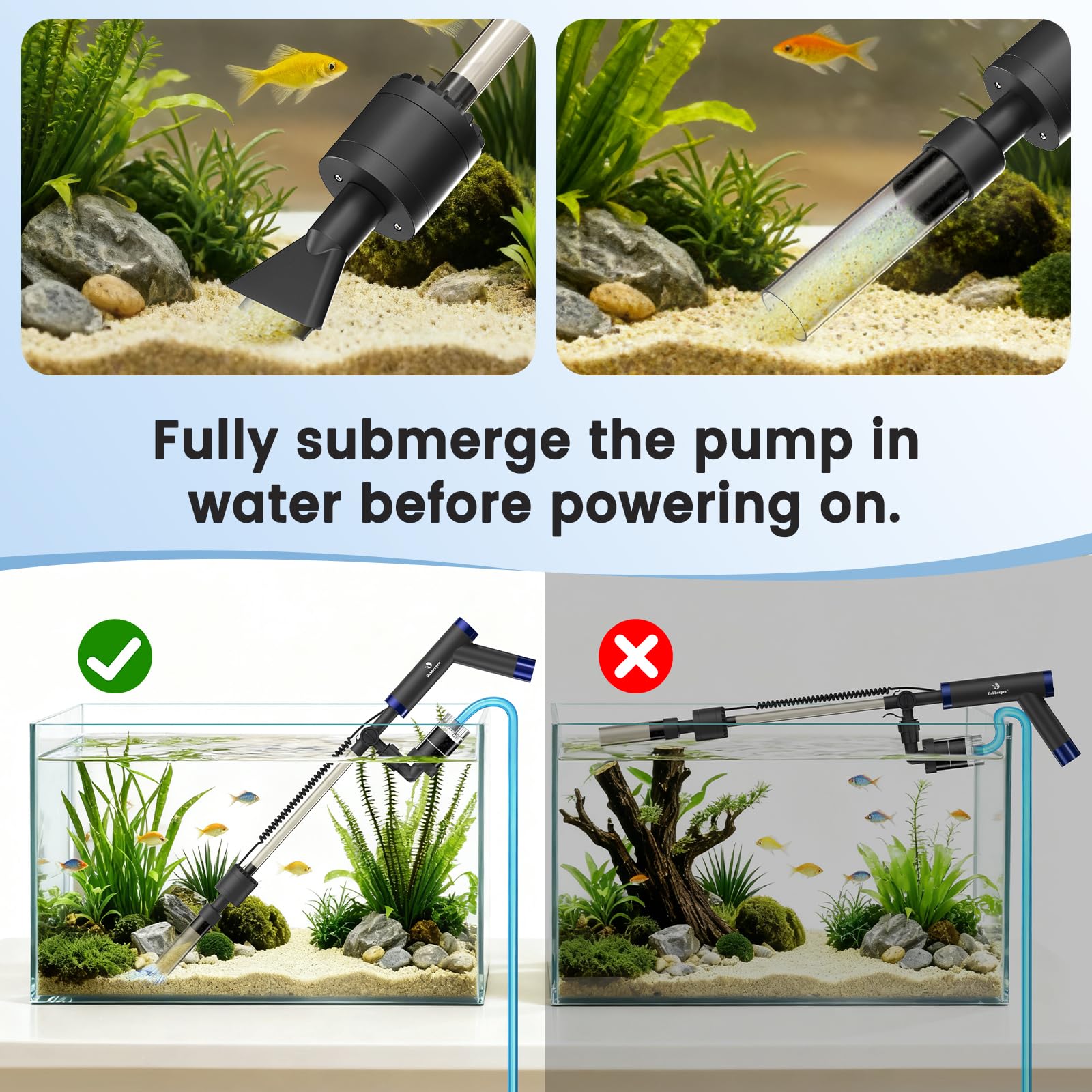 fishkeeper debris cup with filter sponge traps fines protecting the pump