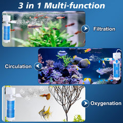 Fishkeeper filter vertical 2-stage filtration emphasizes efficient debris removal and clearer water.