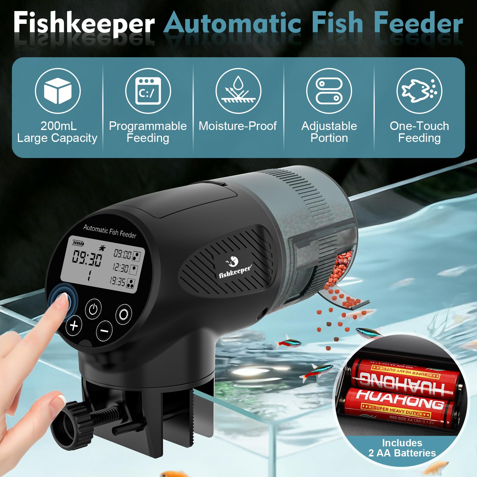 Fishkeeper moisture-proof seal protects feed quality by reducing humidity exposure.