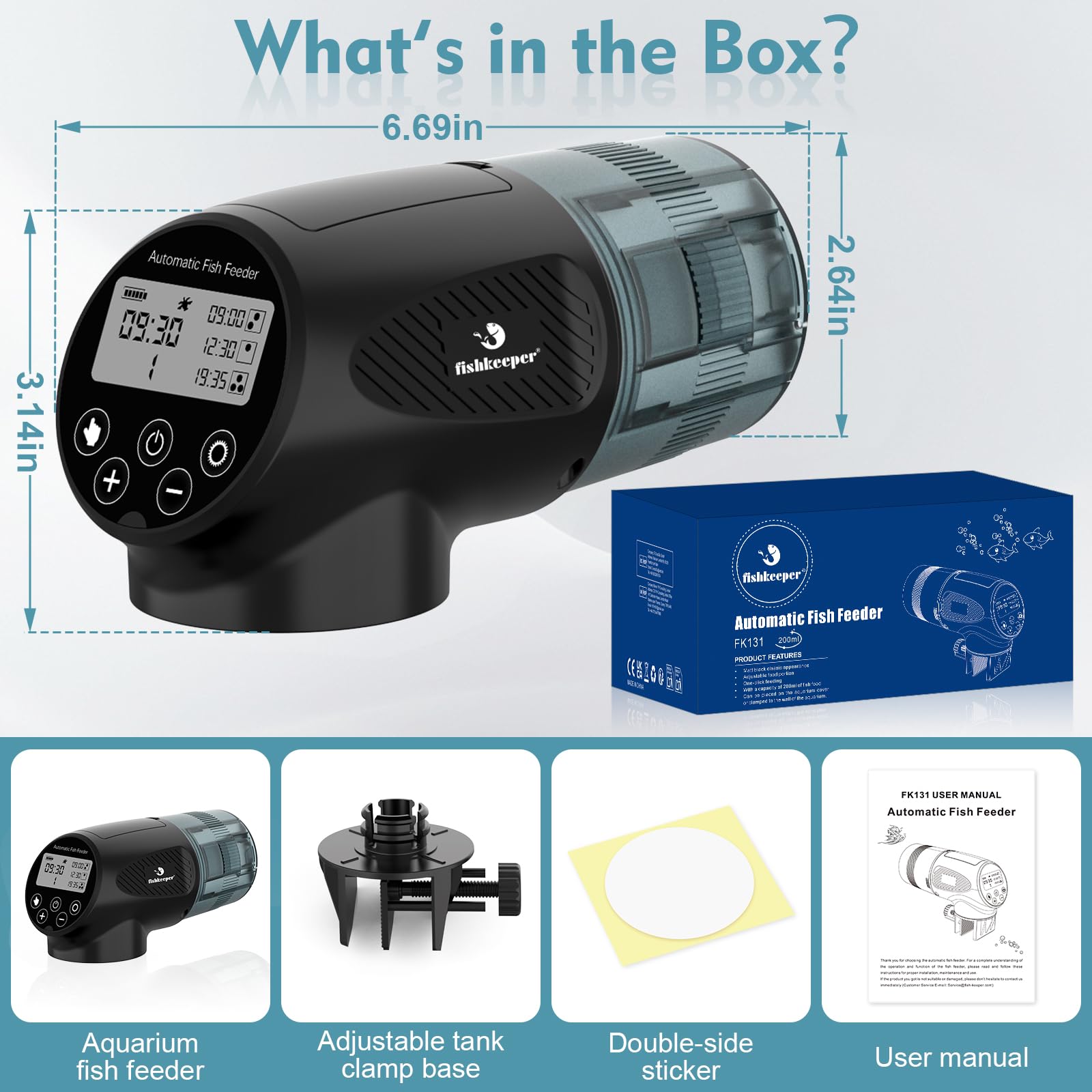 Fishkeeper one-touch-feeding-button delivers quick feed when needed.