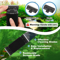 fishkeeper removable stainless blade for glass tanks ensures durable scrubbing