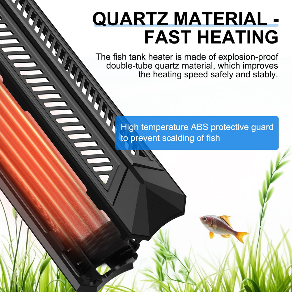 Fishkeeper submersible aquarium heater fully submerged for stable water temperature.