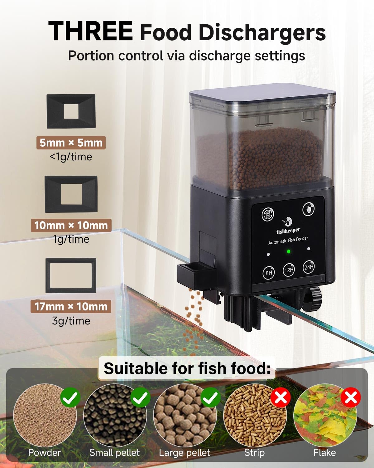 Fishkeeper moisture-proof design drawer keeps food dry and prevents clumping