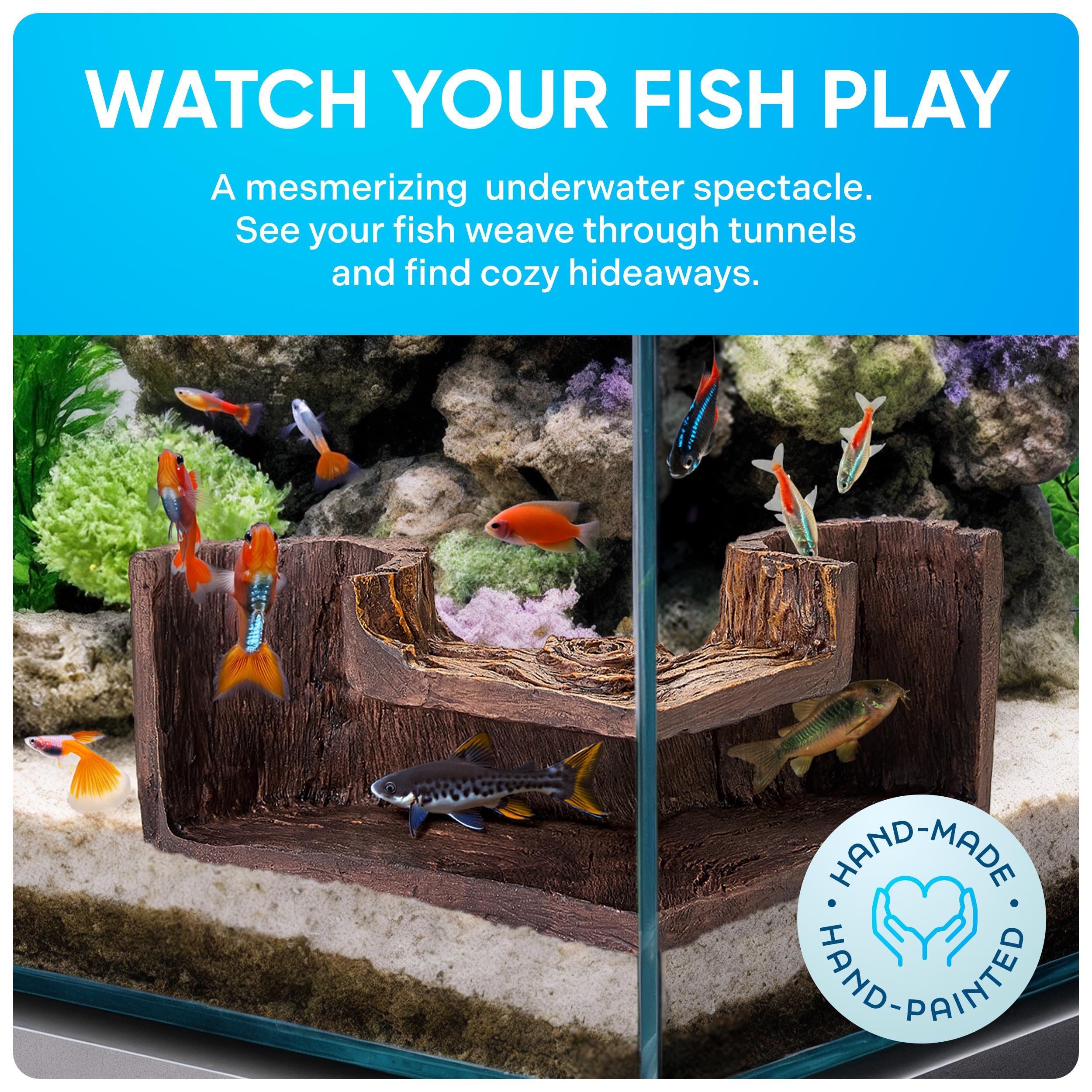 Fishnosh Aquarium Cave interior tunnels offering engaging passages for fish.