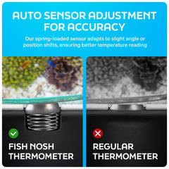 FishNosh aquarium thermometer adhesive-pad close-up for secure, long-term placement.