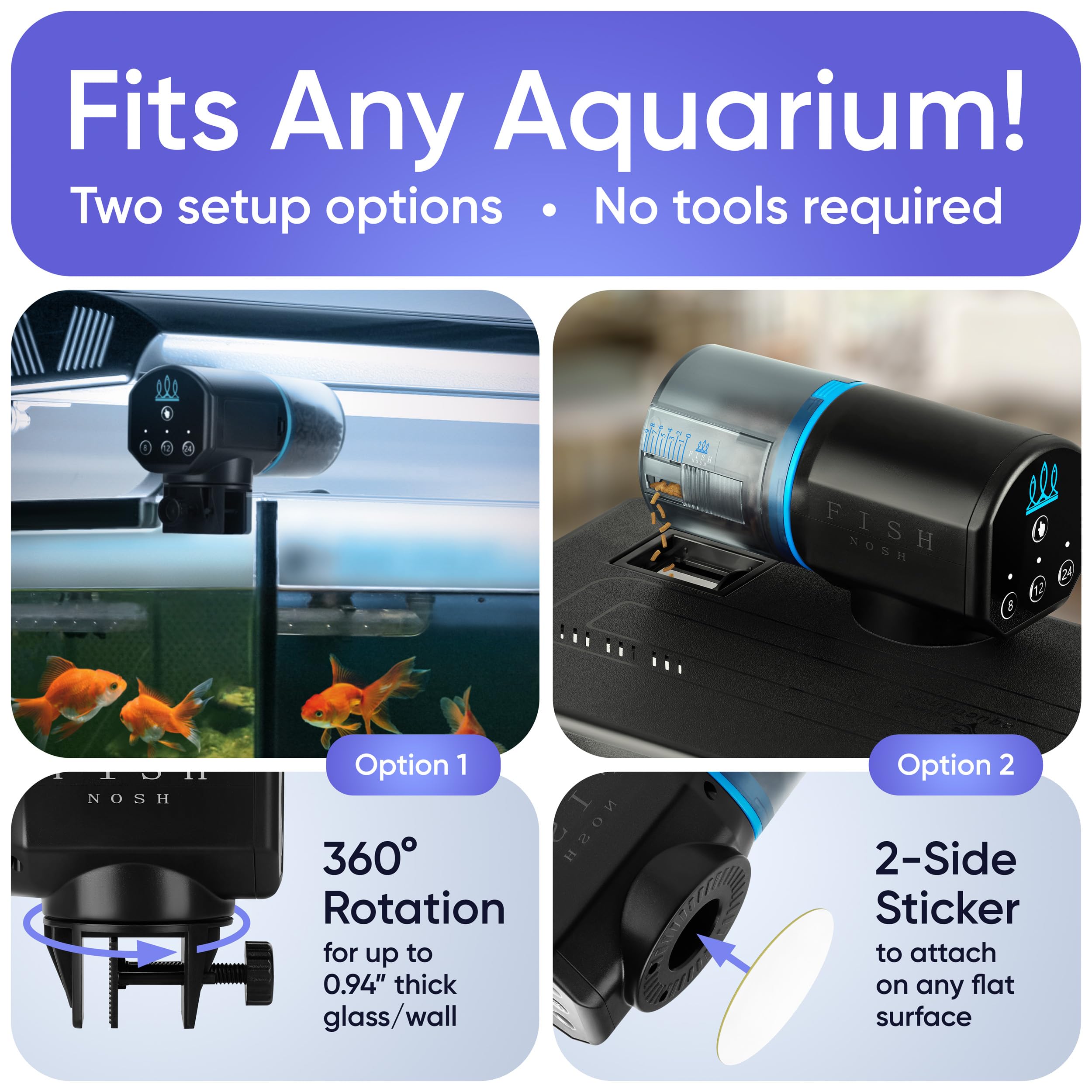 FISHNOSH Model-ML in-aquarium demonstrates compatibility with various tank setups