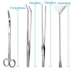 FISTOY 15in aquascaping curved tweezer with serrated tips for secure gripping.