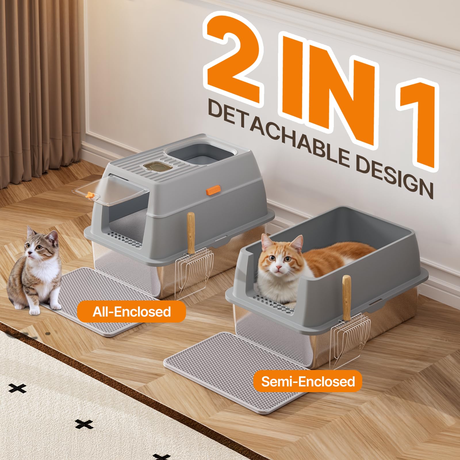 Fitrobust 6-inch deep stainless steel litter pan for big cats' comfort.