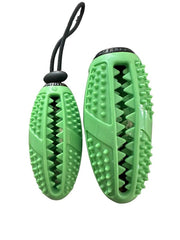 Fitryo dog football chew toy side view promotes engaging play and dental-friendly texture