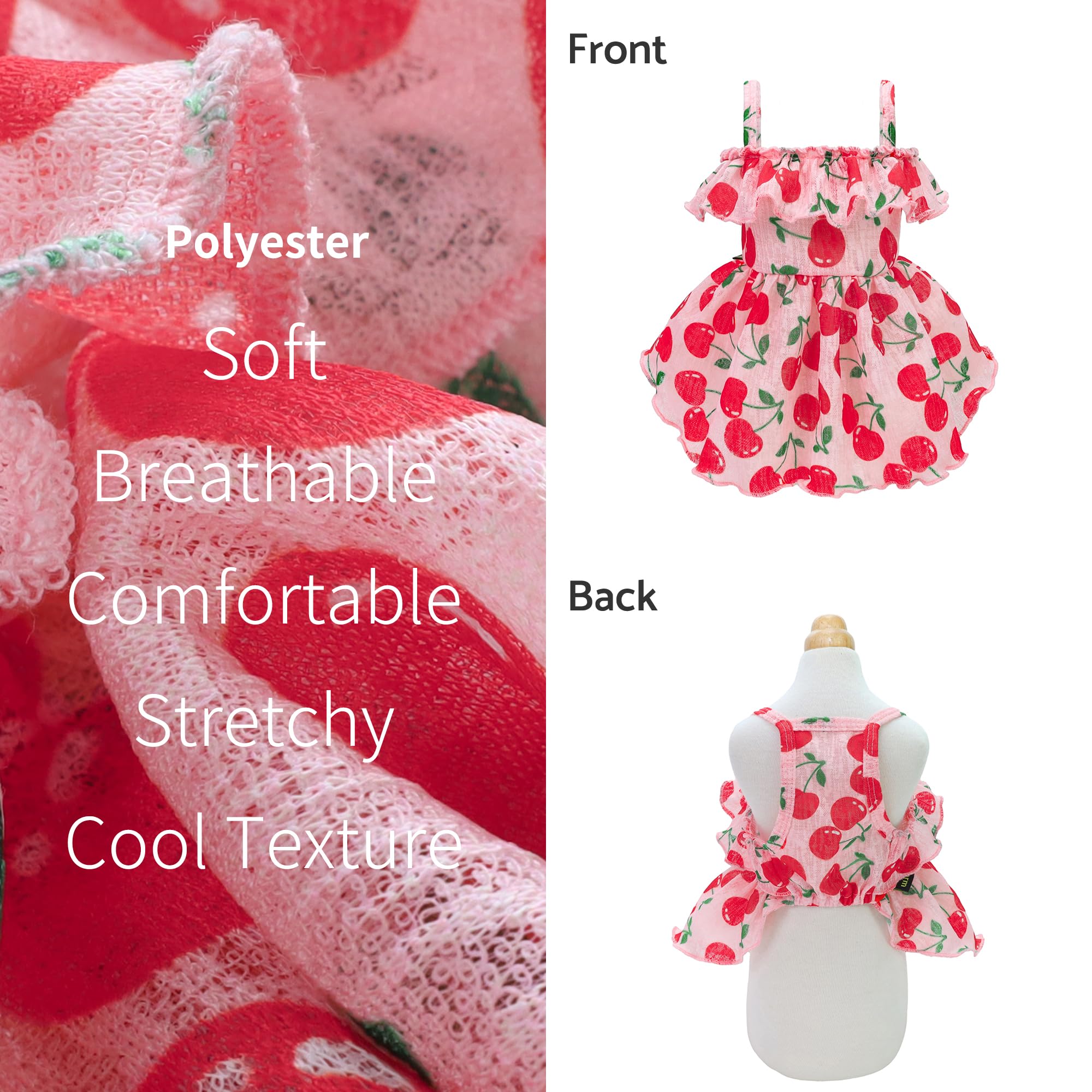 Fitwarm Cherry Dress cherry print emphasizes Hawaiian-inspired fun for summer outings.