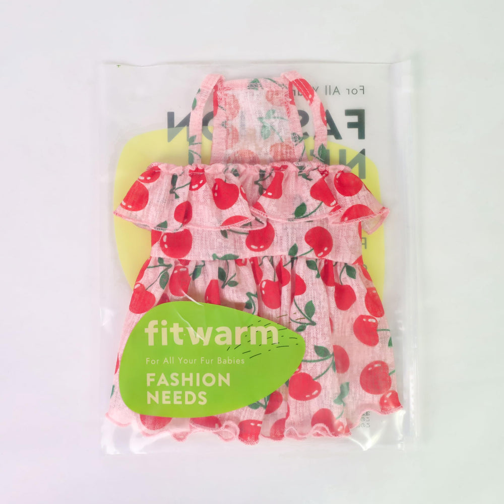 Fitwarm Cherry Dress large-size fit ensures secure wear for larger small breeds.