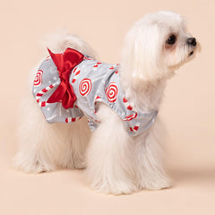 Fitwarm Christmas candy dress chest 14in ensures a comfortable small-dog fit.