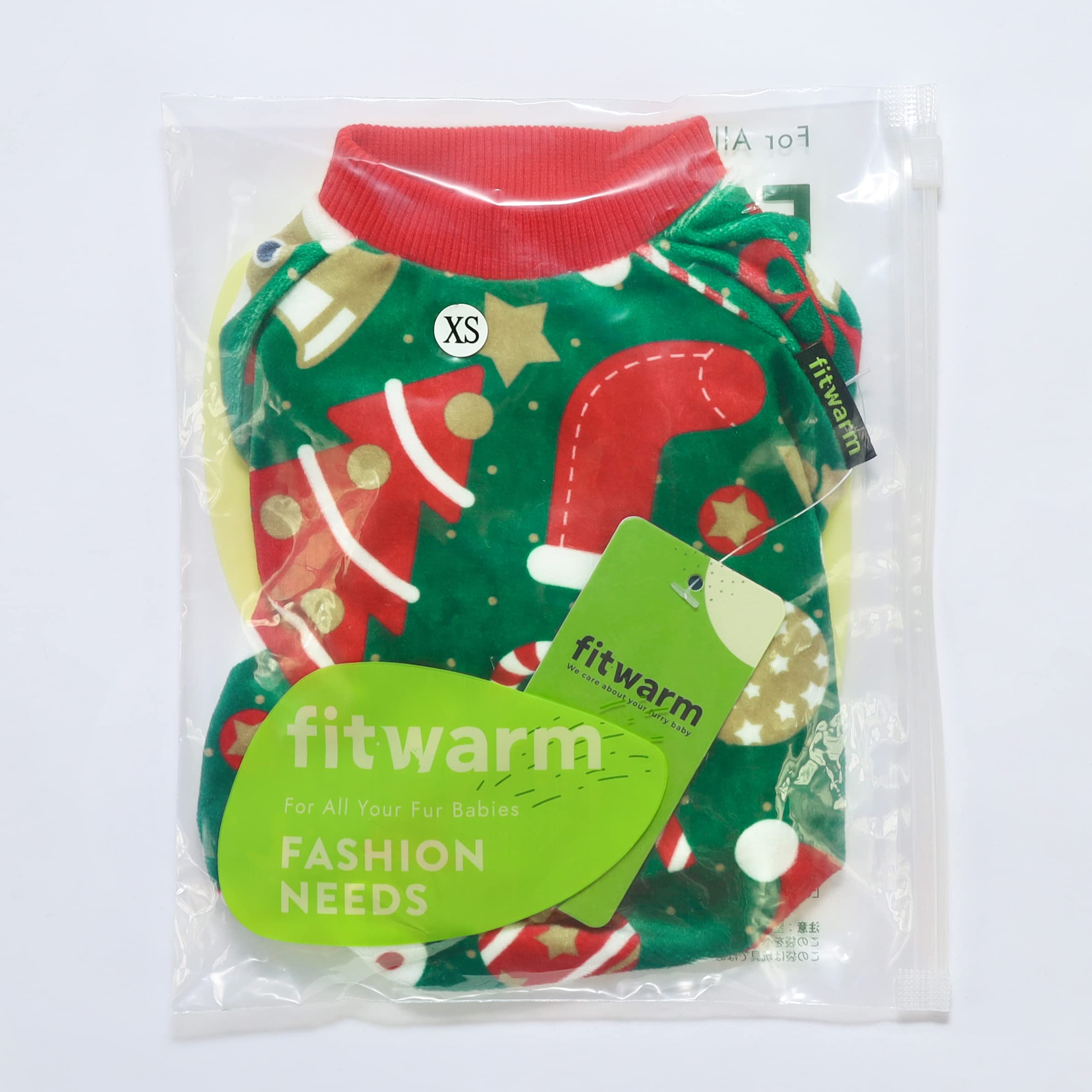 Fitwarm Christmas dog pajamas red-green colorway ideal for holiday celebrations.