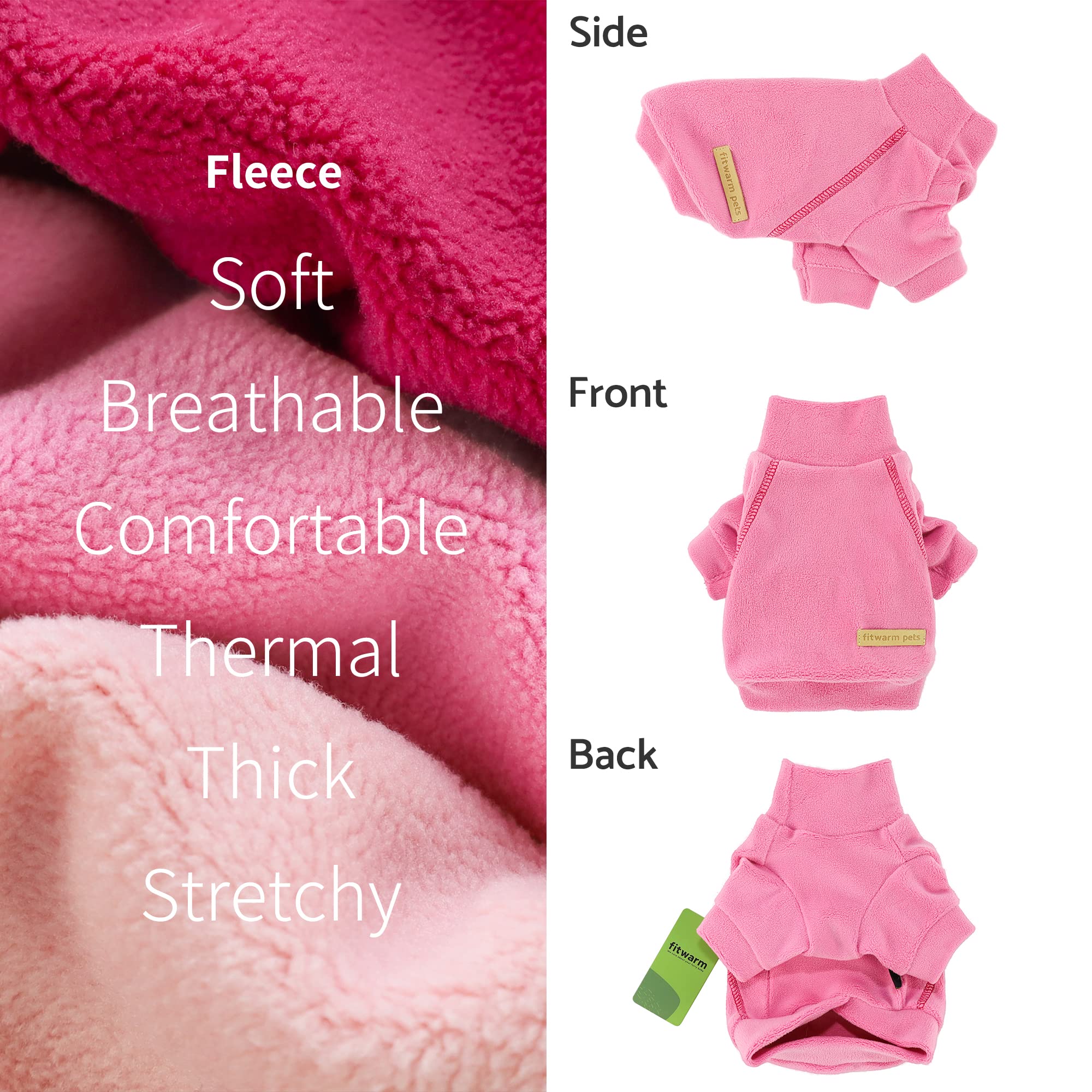 Fitwarm Classic Fleece Dog Sweater fabric closeup shows cozy 94% polyester blend