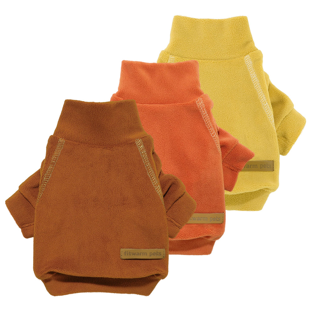 Fitwarm classic fleece dog sweater orange front view for small dogs warmth and style