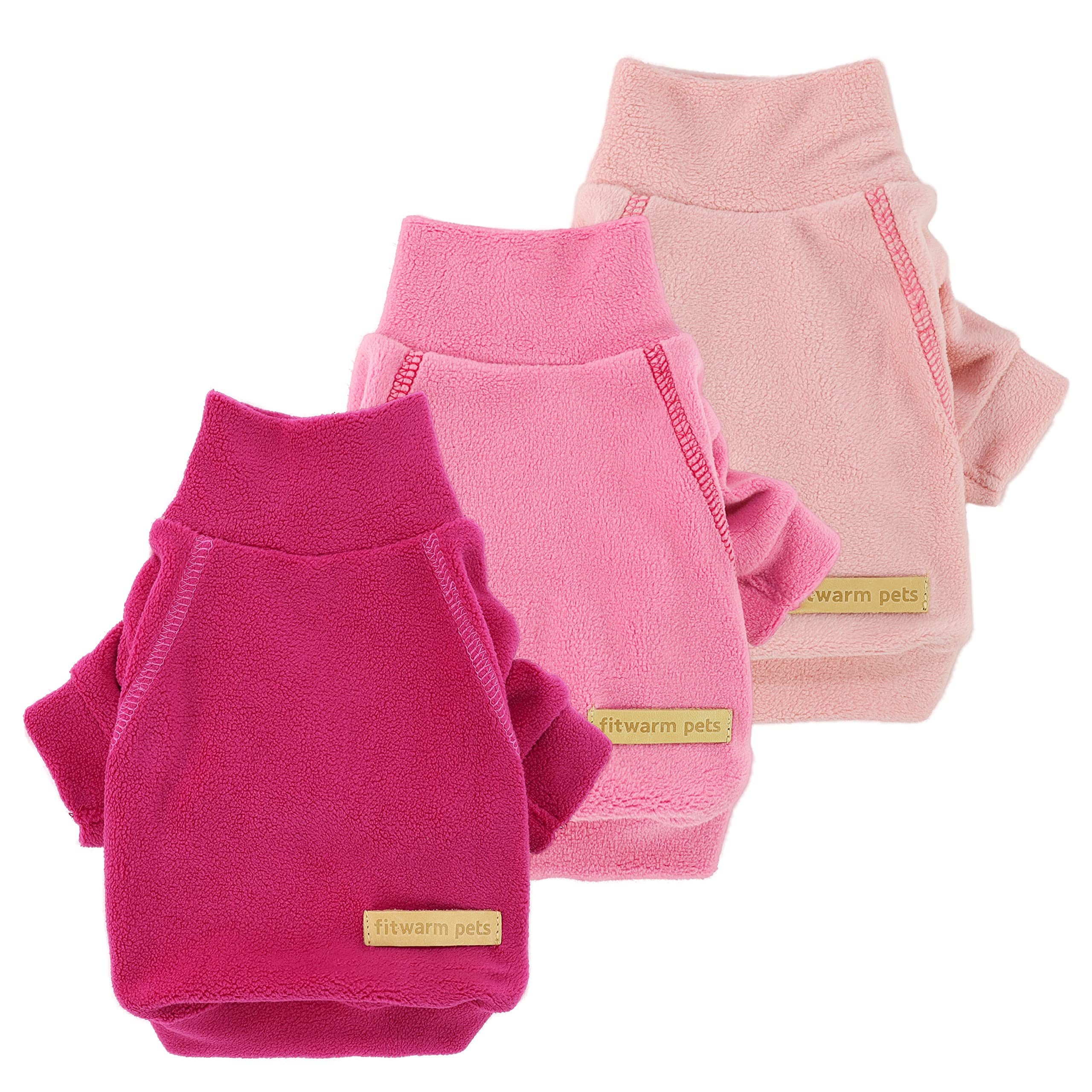 Fitwarm Classic Fleece Dog Sweater pink front keeps small dogs warm and cozy
