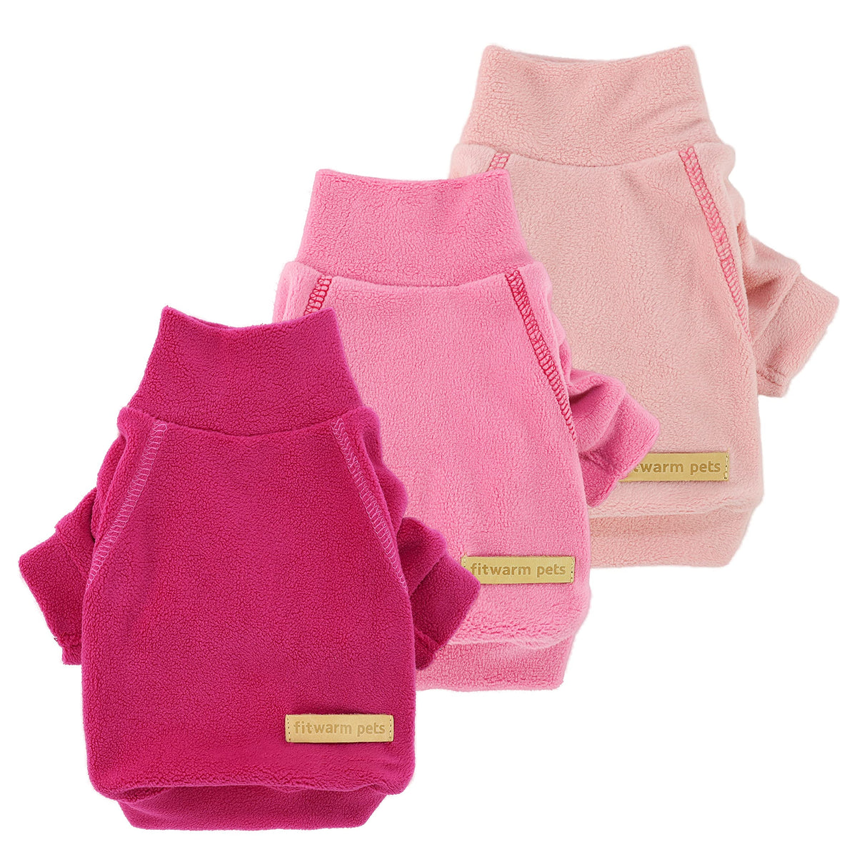 Fitwarm Classic Fleece Dog Sweater pink front keeps small dogs warm and cozy