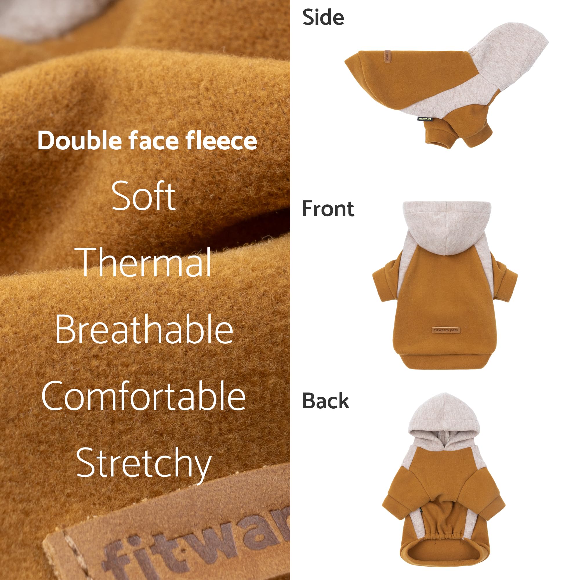 Fitwarm Color Block Dog Hoodie hood and cuffs detail emphasizes athleisure-inspired comfort.