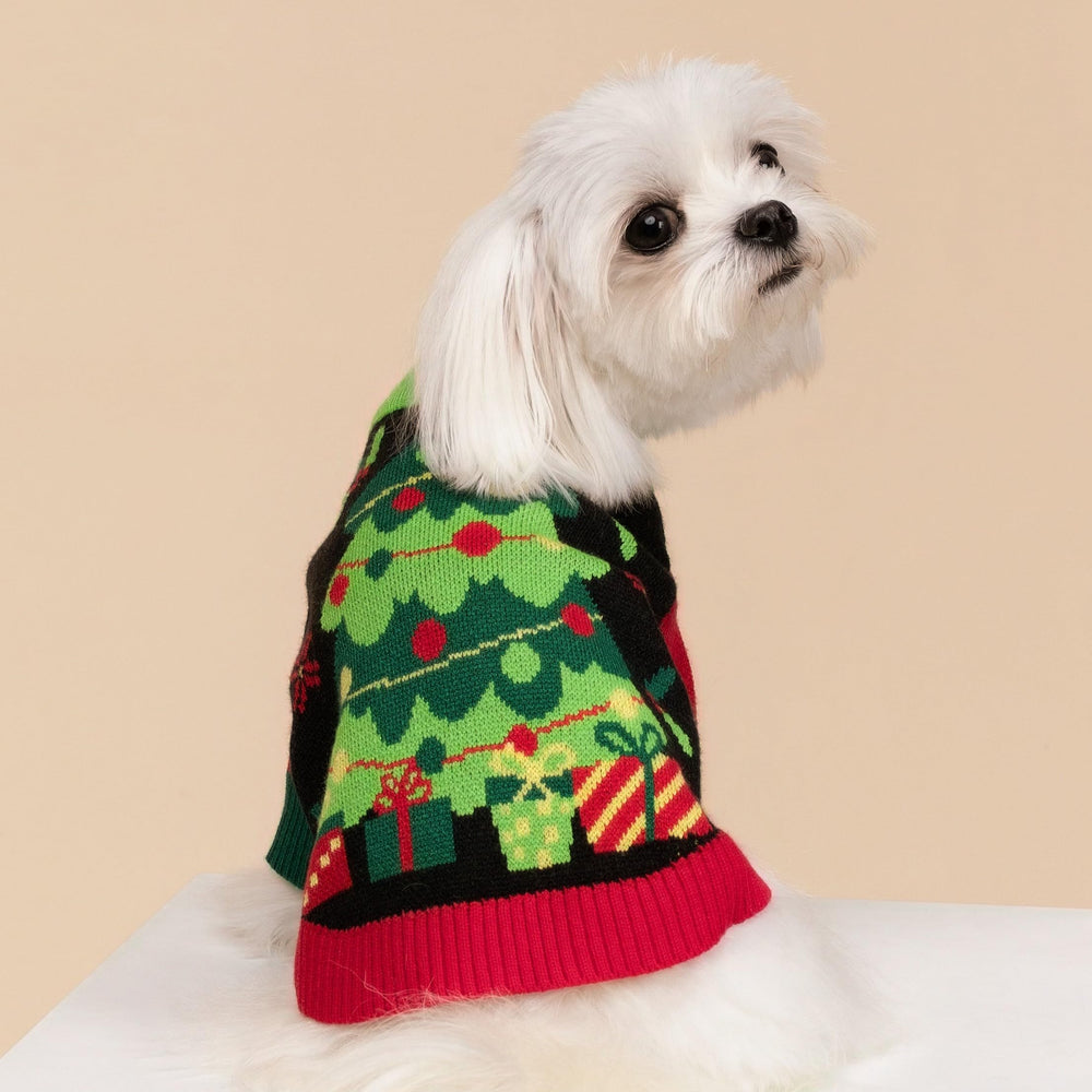 Fitwarm Cozy Dog Christmas Sweater back view adds festive appeal for holiday photos
