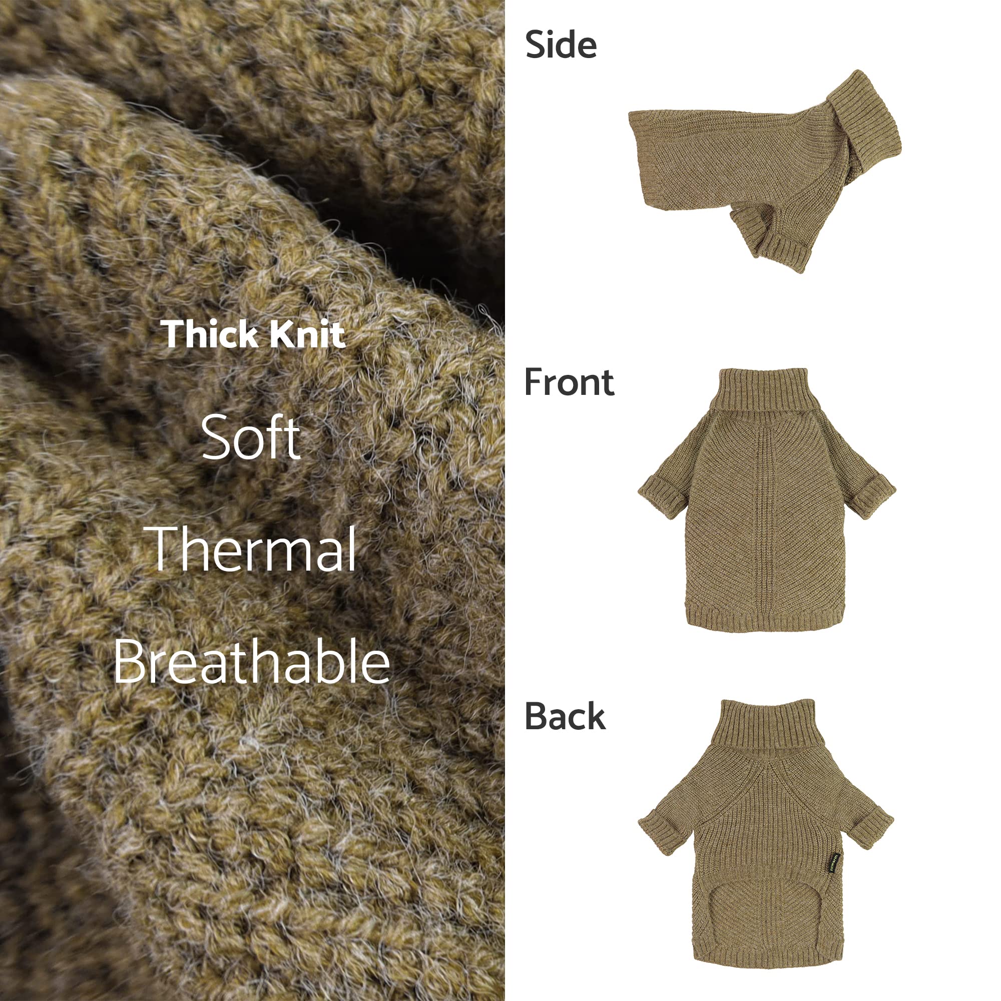 Fitwarm belly-cut sage-green sweater enables quick potty breaks.