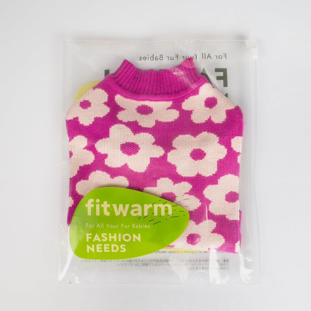 Fitwarm floral dog sweater warmth for outdoor walks and everyday adventures.