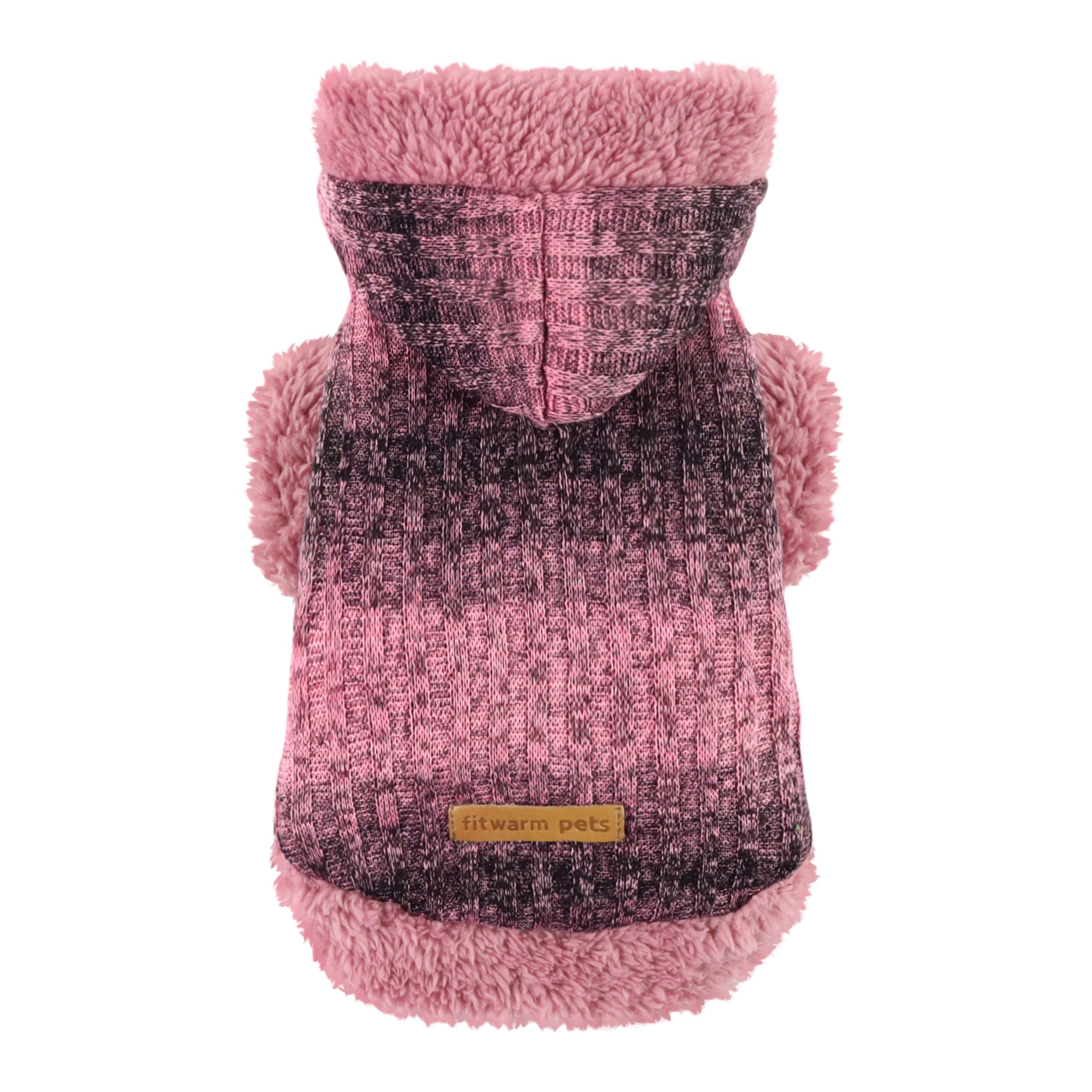 Fitwarm Fuzzy Dog Sweater back view showing snug knit warmth for small pets.