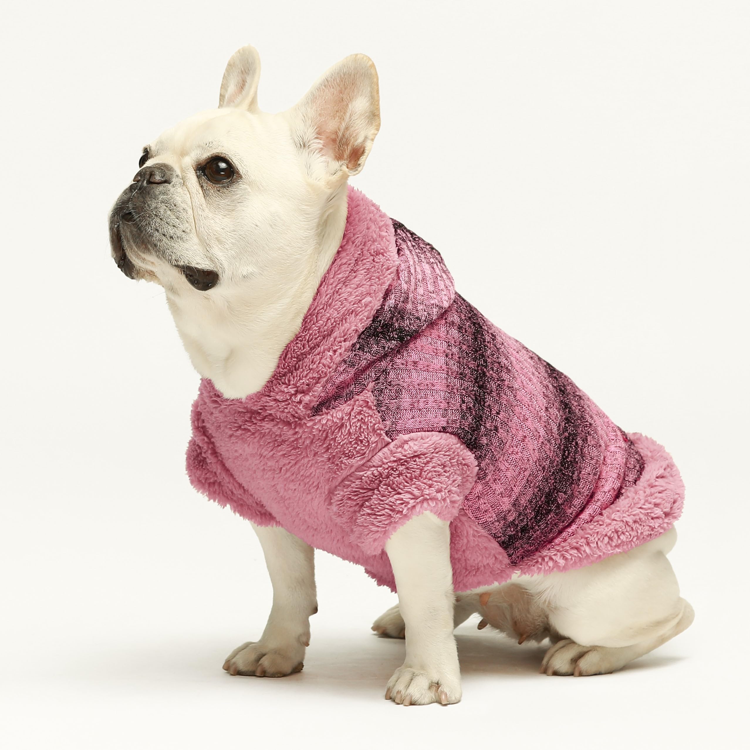 Fitwarm Fuzzy Dog Sweater hoodie detail highlighting the hood for chilly days.