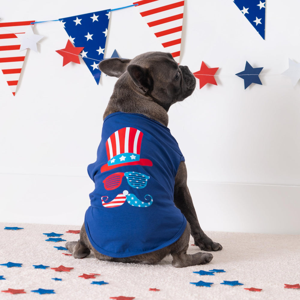 Fitwarm patriotic dog shirt back view showing overall design on small dog