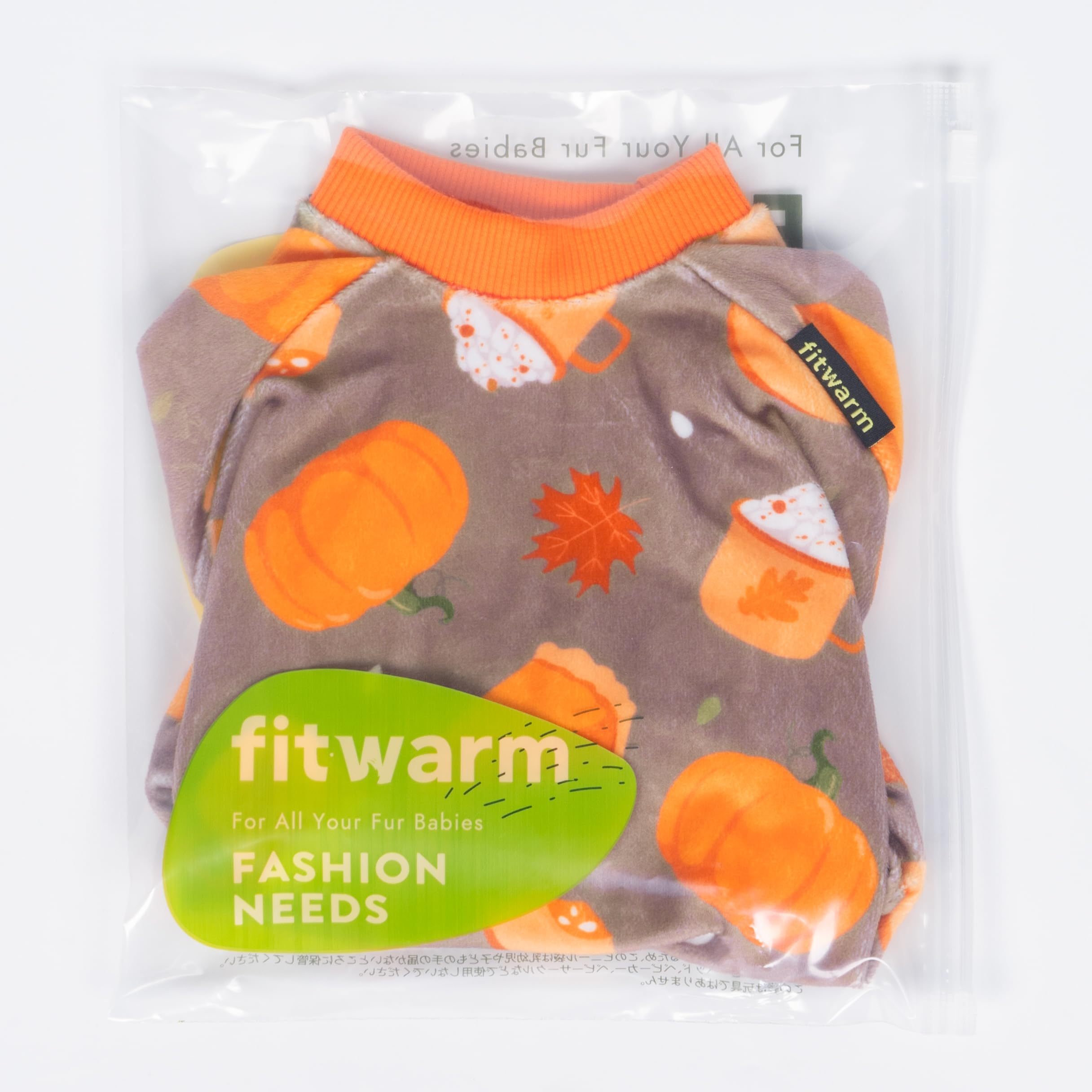 Fitwarm Pumpkin Dog Pajamas ready for a fall walk or Thanksgiving gathering