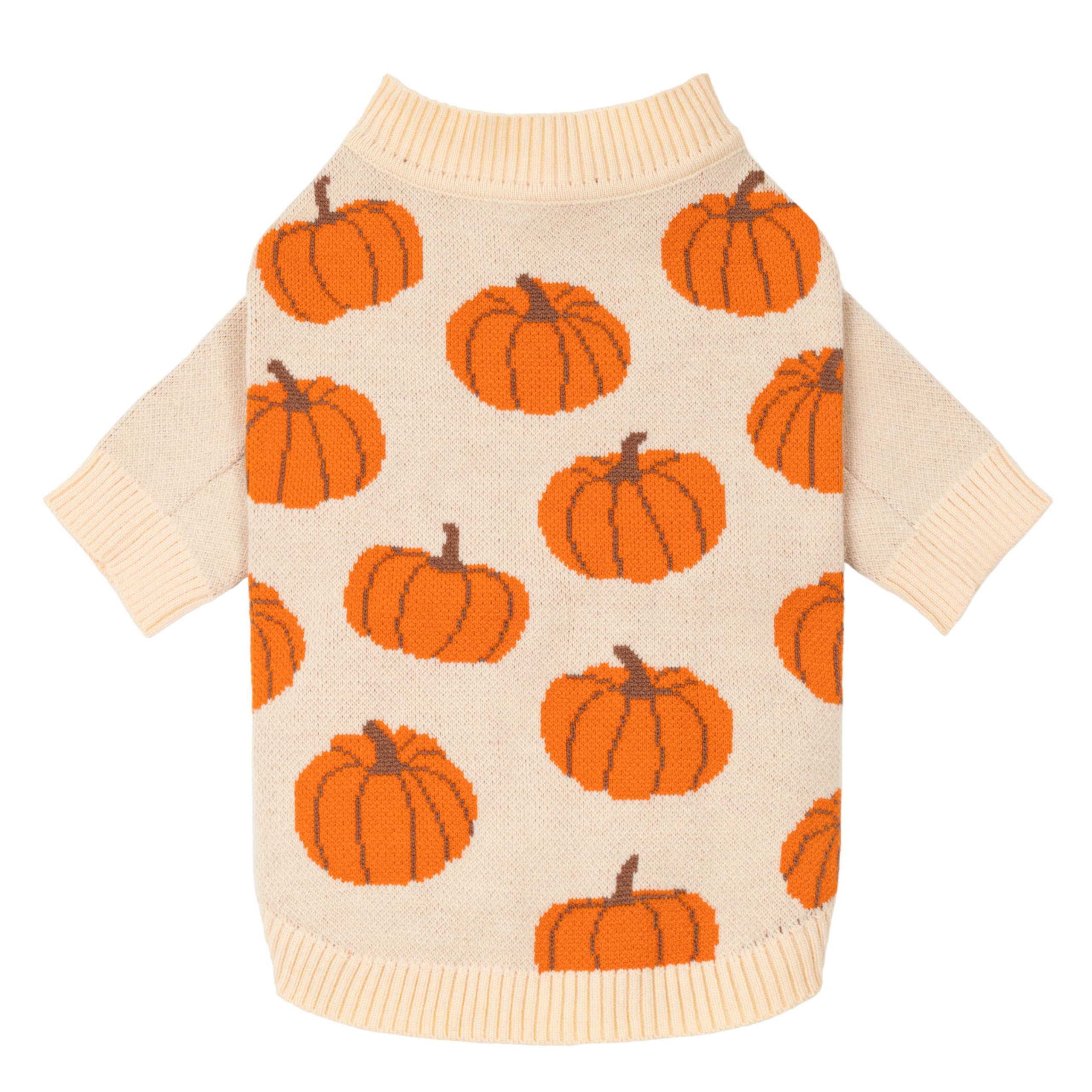 Fitwarm Pumpkin Dog Sweater main view delivers cozy fall style for small breeds