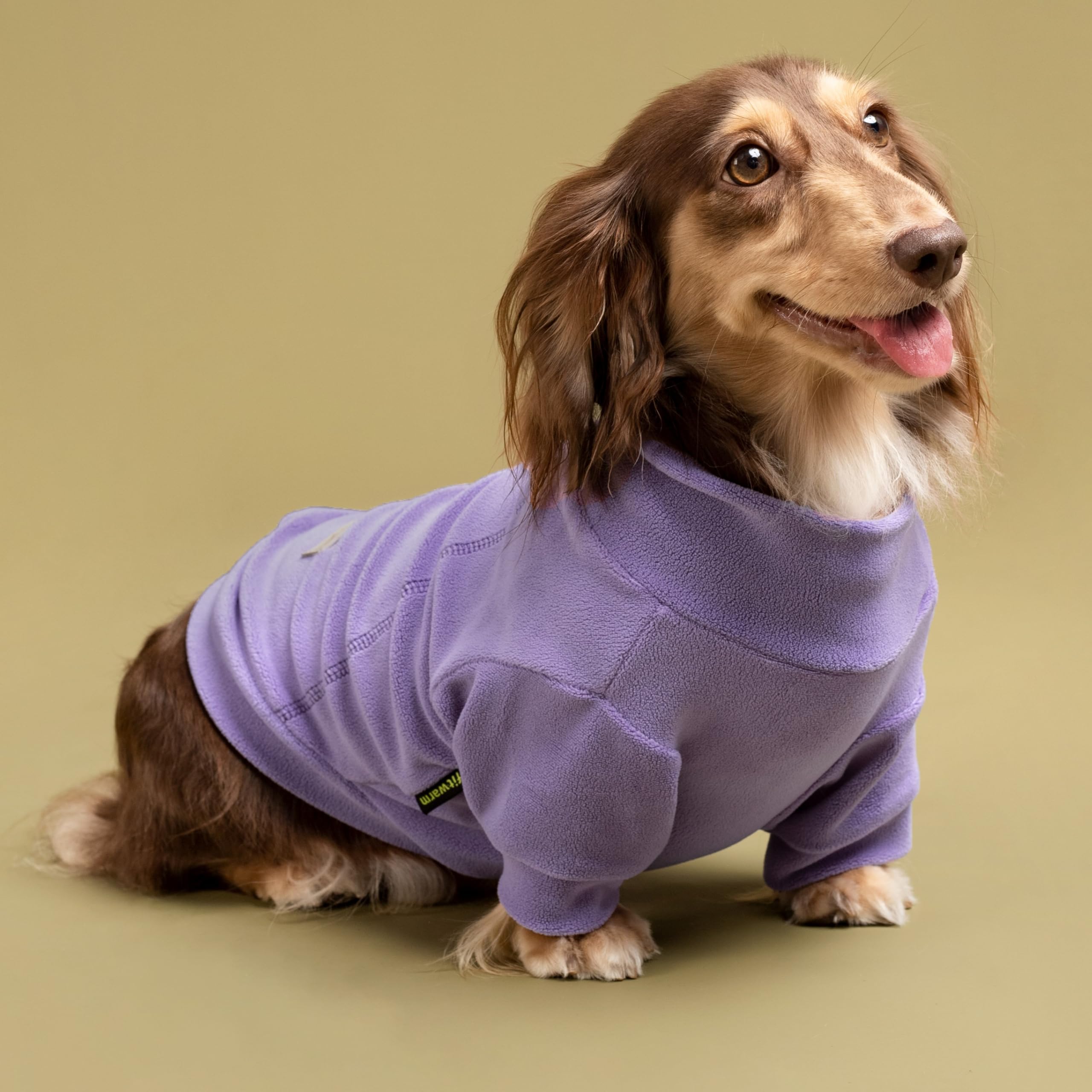Fitwarm purple fleece dog sweater closeup shows soft knit comfort for small breeds