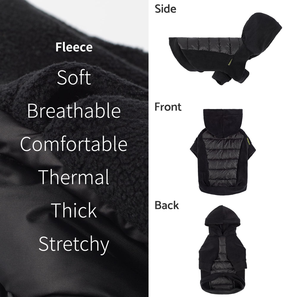 Fitwarm fabric close-up shows soft fleece and quilted panels for cozy lounging.